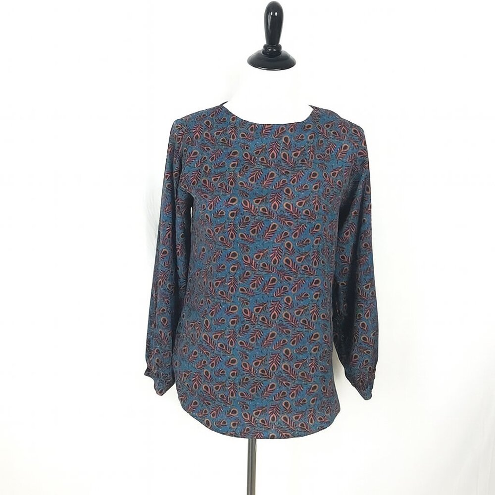 Veronica M Peacock Pattern Blouse Colorful Eclectic Statement Piece Womens S